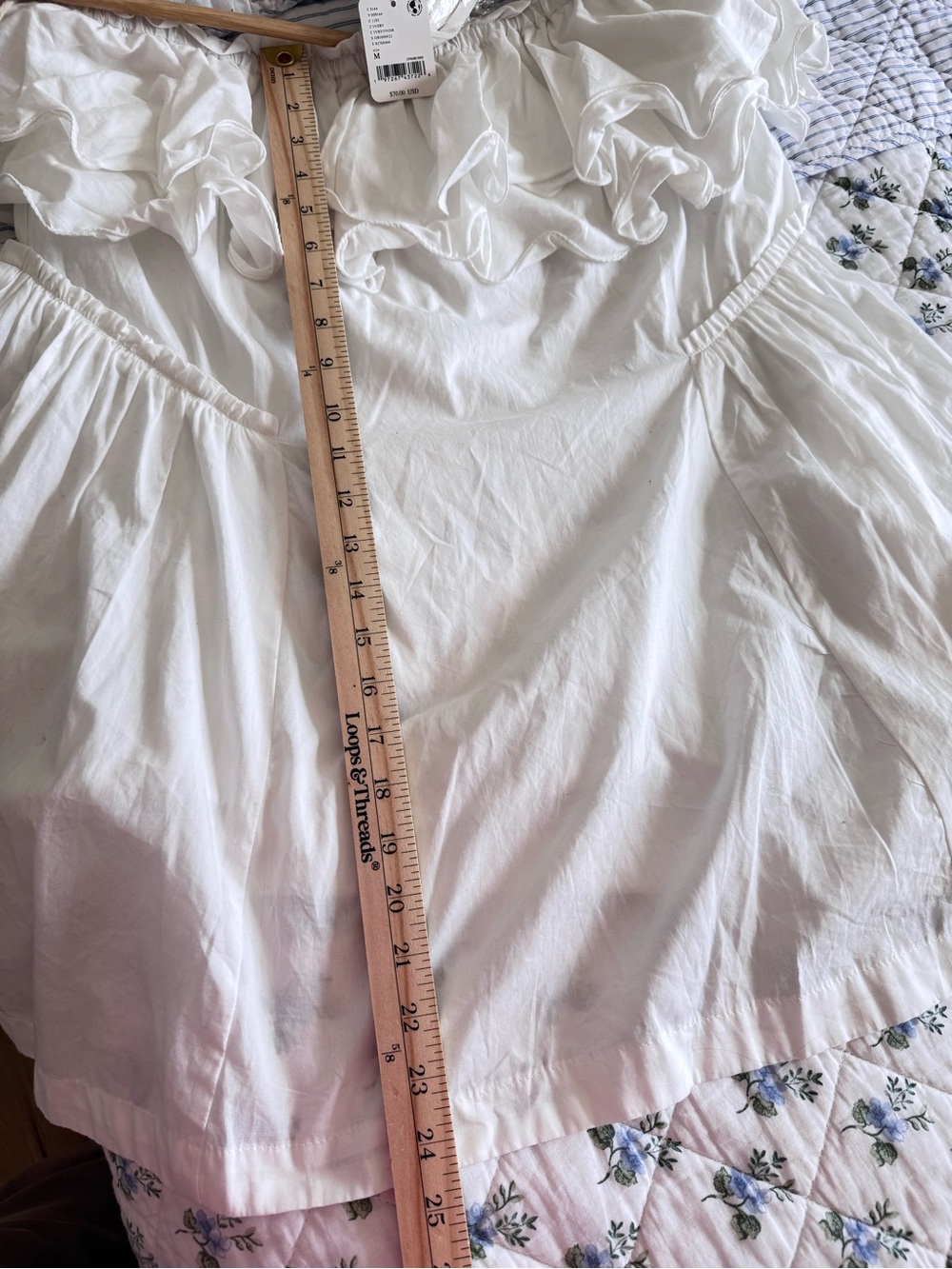 NWT Free People White Cotton Ruffle Mini Dress Off Shoulder Size M